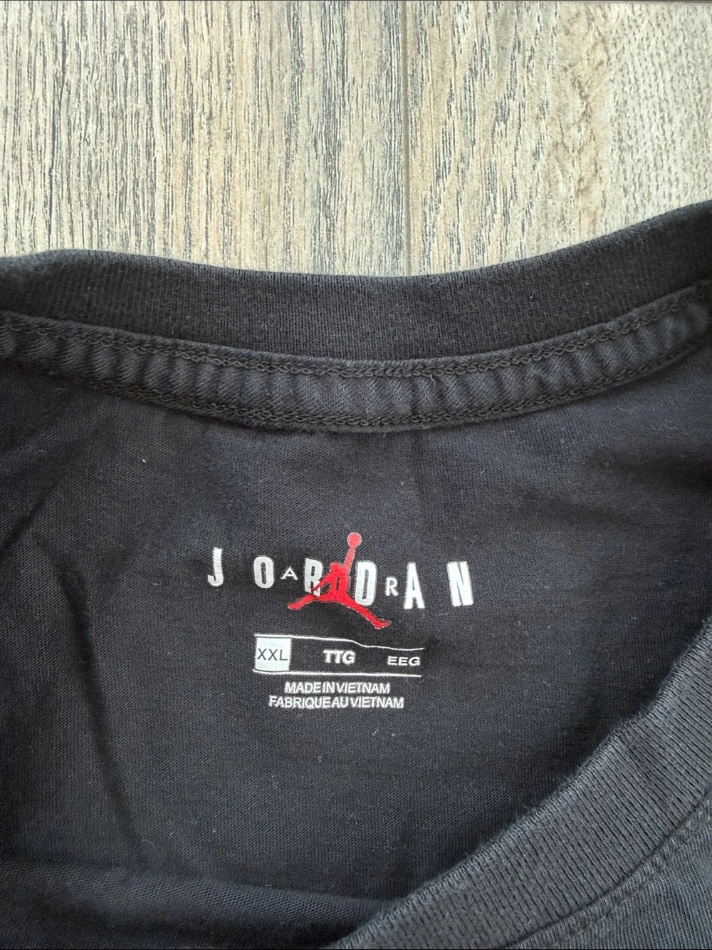 Jordan Black Short Sleeve Tee with Red Jumpman and White Lettering XXL